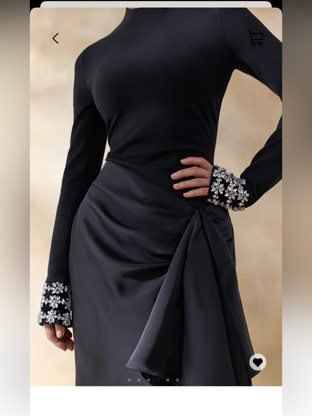 Club L London Black Long-Sleeve Draped Evening Gown with Embellished Cuffs - Picture 4 of 8